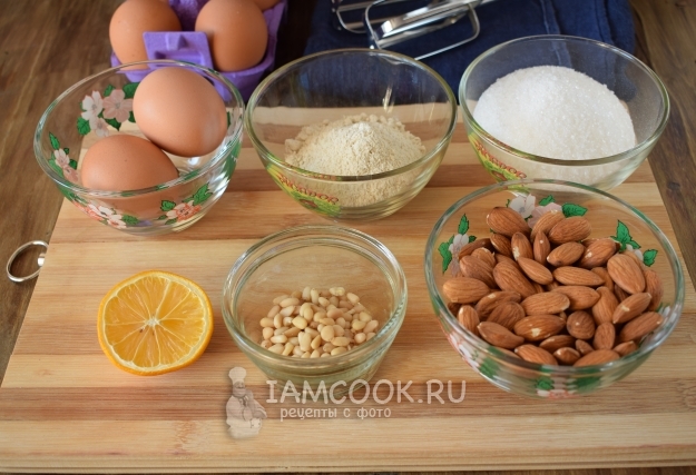 Ingredientes para galletas de proteína de nuez con harina de cedro