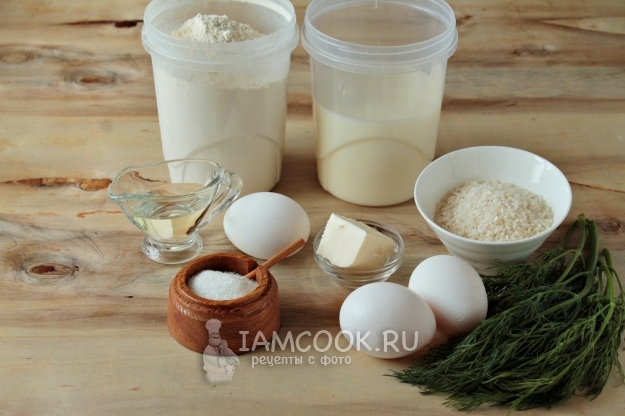 Zutaten für Pfannkuchen mit Reis und Ei