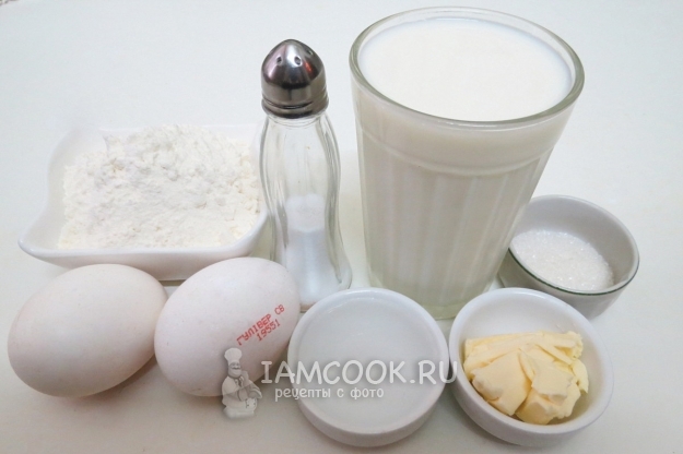 Ingredientes para panqueques sin soda en leche