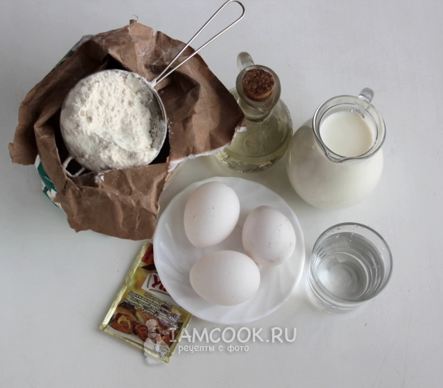 Ingredientes para panqueques en levadura seca