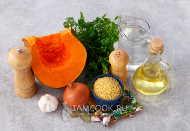 Ingredients for bulgur with pumpkin