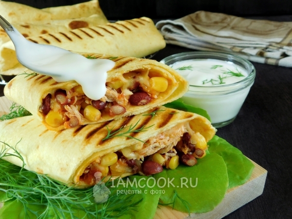 Recipe for burrito with chicken and beans