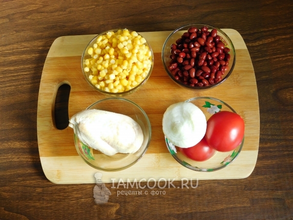 Ingredients for burrito with chicken and beans