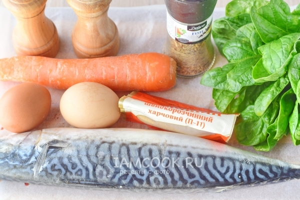 Ingredienser til fyldet makrel med gelatine