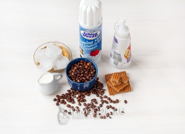 Zutaten für Kaffee frappuchino zu Hause
