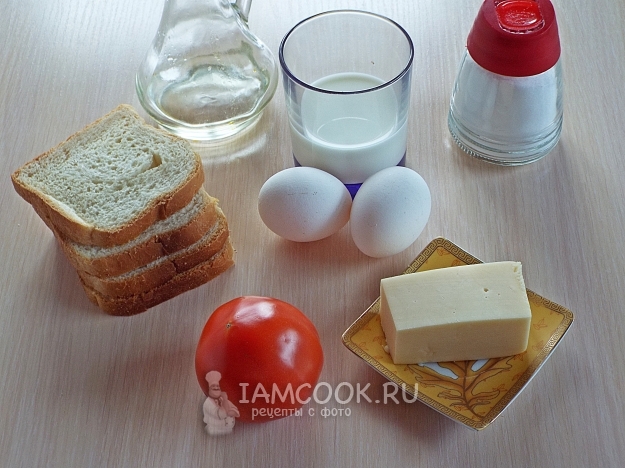 Ingredienser til toast med tomater og ost