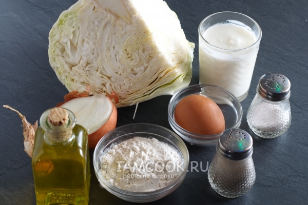 Ingredientes para panqueques de repollo en yogurt