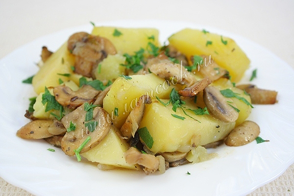 البطاطا المخبوزة في الفرن مع الفطر ، وصفة