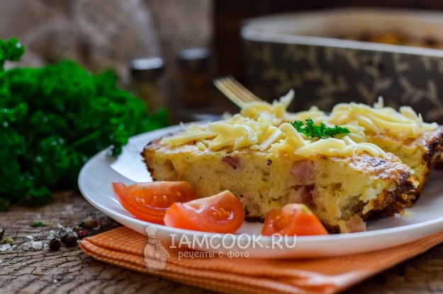 Foto casserole kentang dengan ham dan keju