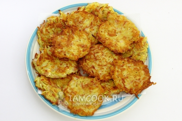 Recipe for potato pancakes with sausage and cheese