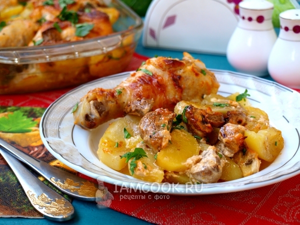 Recept krumpira s piletinom i gljivama u pećnici