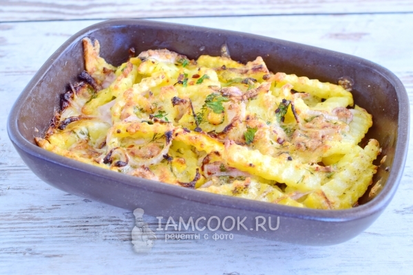 Foto von Kartoffeln mit Käse und Mayonnaise im Ofen