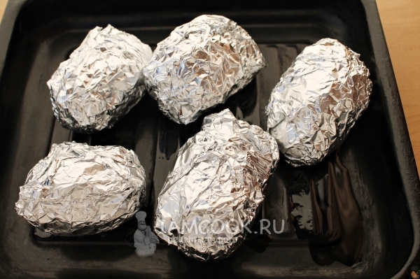 Fill the potatoes with foil