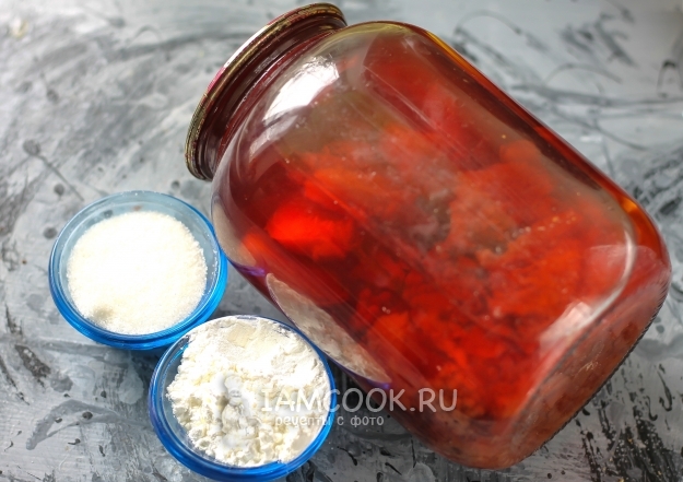 Ingredientes para gelatina de almidón y compota