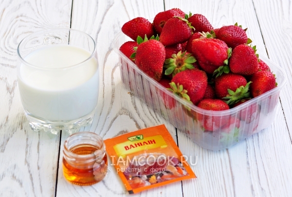 दूध के साथ स्ट्रॉबेरी smoothies के लिए सामग्री