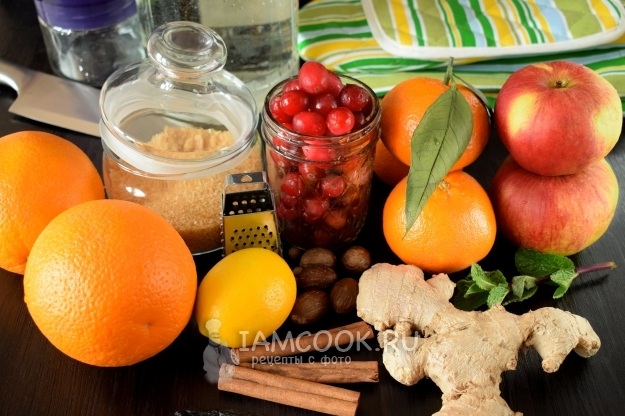 Ingredients for non-alcoholic cranberry punch