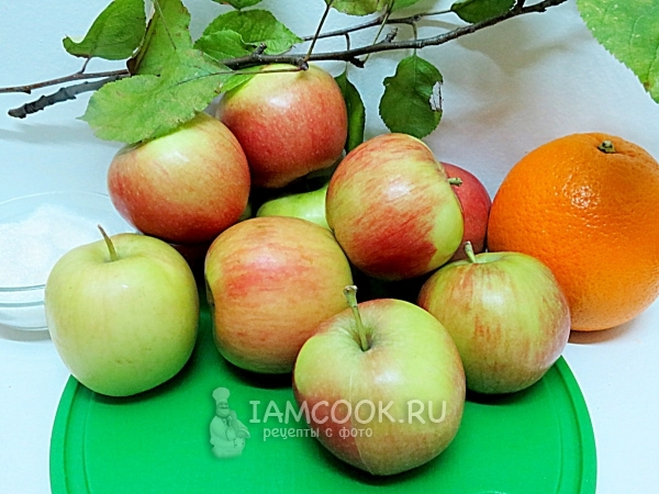 Sastojci za kompoziciju jabuka i naranče za zimu
