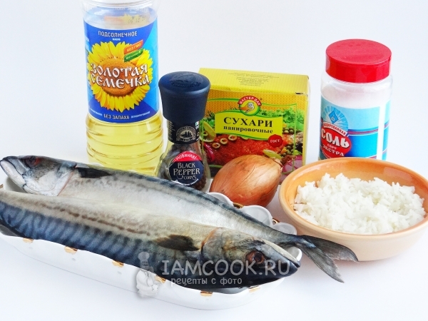 Ingredienser til koteletter fra friskfrosset makrel