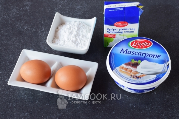Ingredienti per crema al tiramisù con mascarpone
