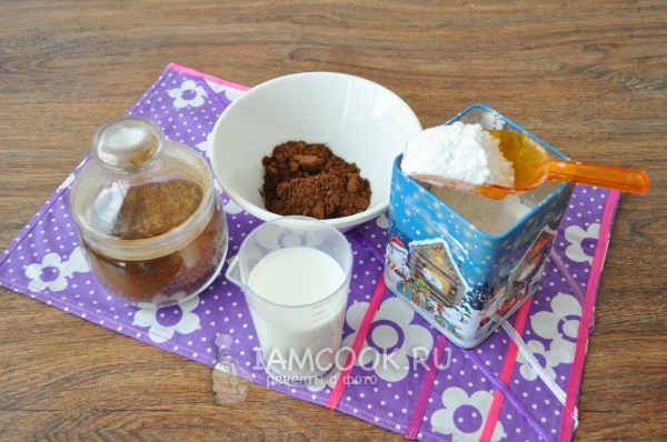 Bahan-bahan untuk krim chantilly dengan cocoa