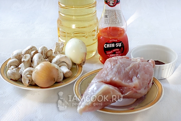 Съставки за пилешко филе с гъби в доматен сос