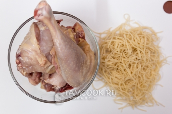 Ingredients for homemade noodles with chicken