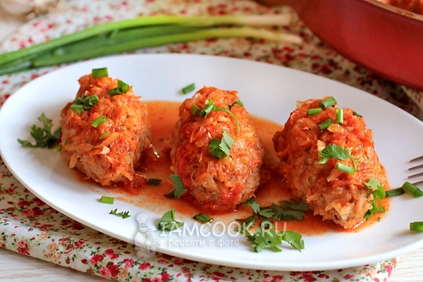 Photo of lazy cabbage rolls with tomato sauce in the oven