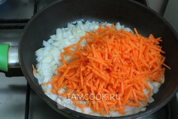 Pon las zanahorias cebollas