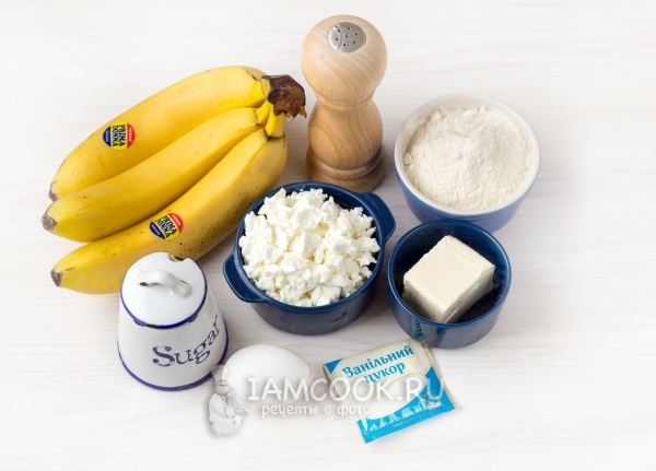 Ingredientes para perezoso vareniki con plátano