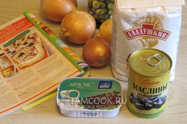 Ingredientes para Pastel de cebolla Pissaladiere