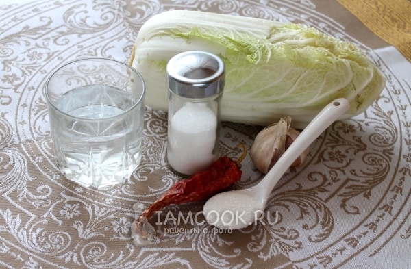 Ingredienti per il cavolo in salamoia in coreano