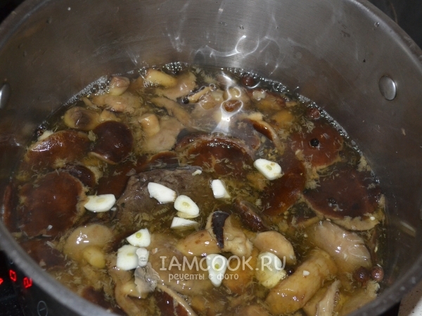 Put the mushrooms in the marinade with garlic