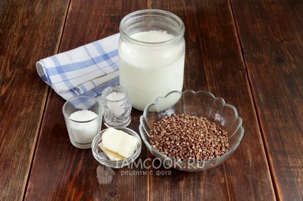 Ingredients for milk soup with buckwheat