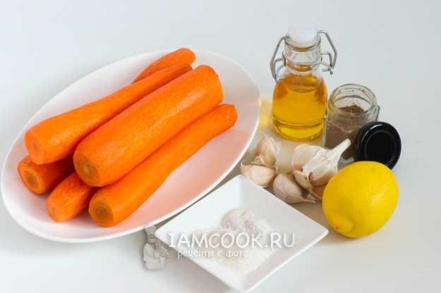 Zutaten für Karotten auf Koreanisch ohne Essig und Zwiebeln