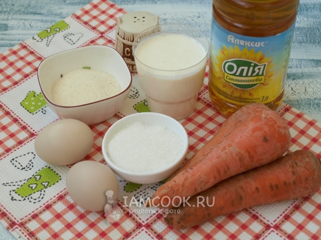 Ingredienser til gulerodspandekager med semolina