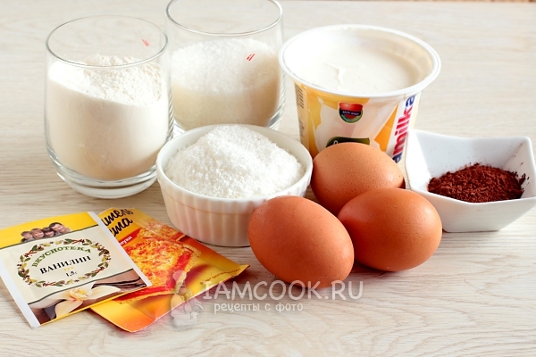 Ingredientes para pastel de mármol en crema