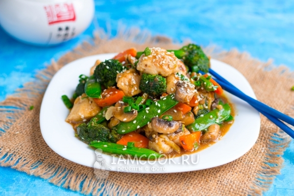 Finished Mu Gu Guy Pan - chicken with mushrooms in Chinese