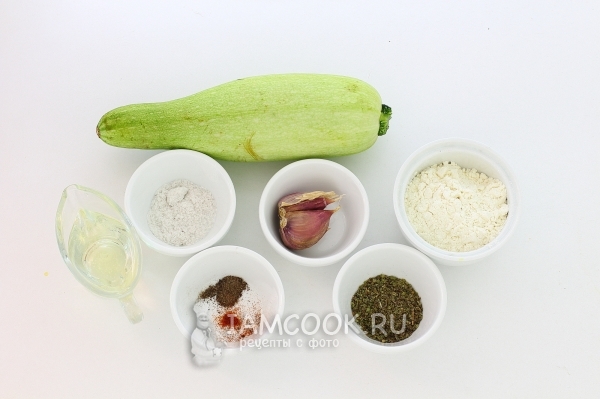 Zutaten für Pfannkuchen aus Zucchini mit Knoblauch