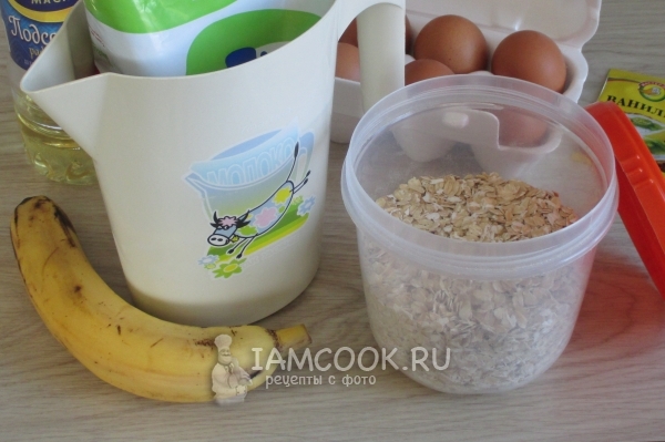 Ingredientes para avena y buñuelos de plátano