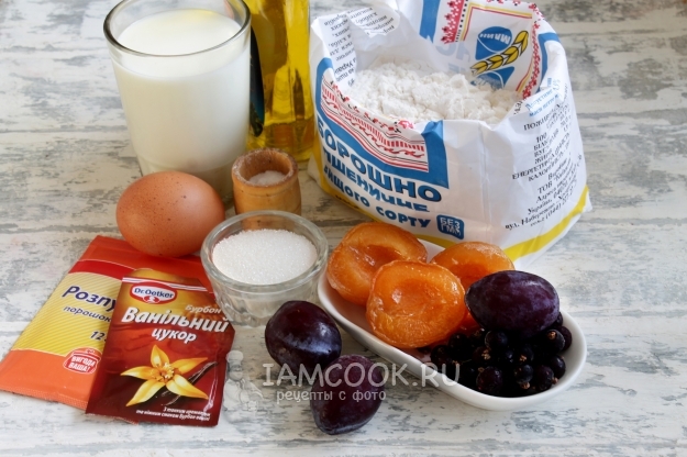 Ingredients for pancakes with baking