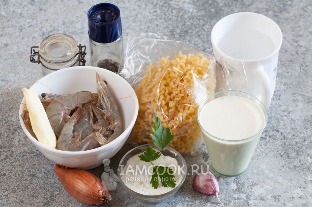 Ingredienti per pasta con scampi in salsa cremosa