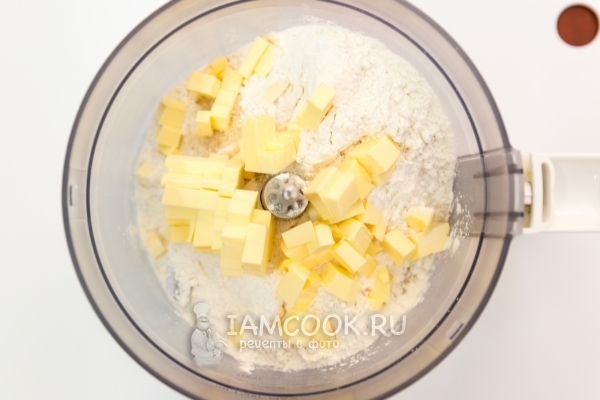 Combine butter, flour, sugar and baking powder