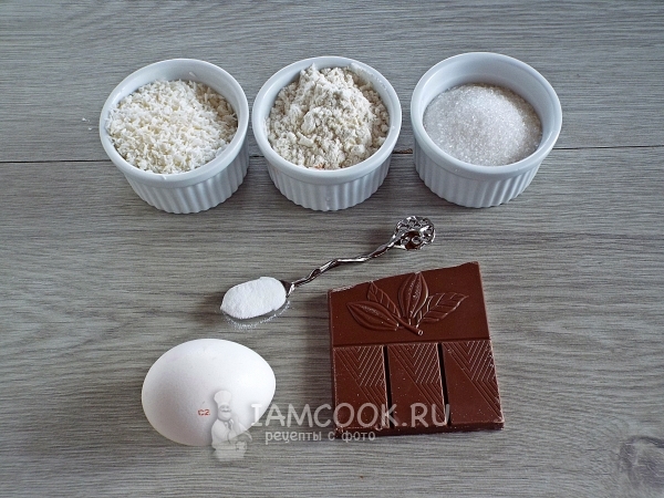 Ingredienser til cookies med kokosnødder