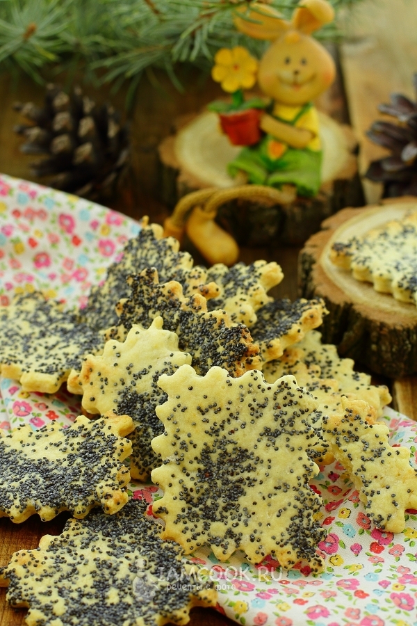 अफीम के बीज के साथ एक शॉर्टब्रेड कुकी का फोटो