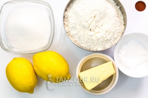 المكونات لفطيرة الرمل مع الليمون kyrd