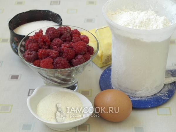 Ingredients for Shortcake Pie with Raspberry