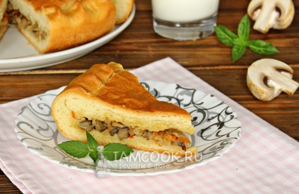 Pie with cabbage and mushrooms