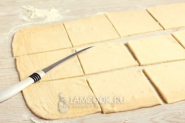 Cut the dough into squares