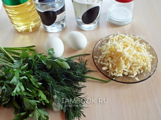 Složení platsind se sýrem, vejcem a zeleninou