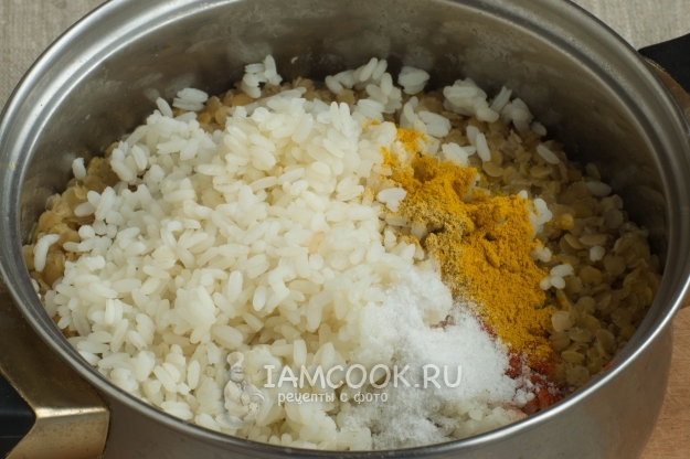Agregue arroz y especias